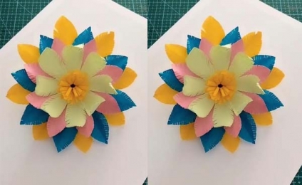 Five-color flower paper-cut art